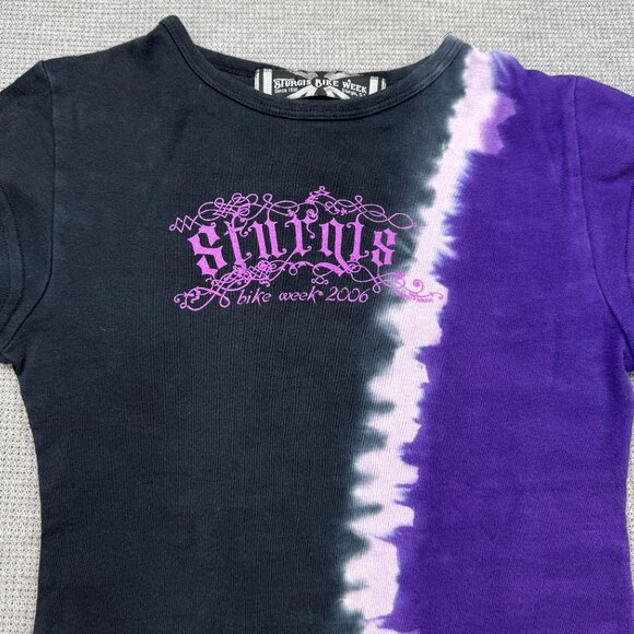 Sturgis Bike Week 2006 Tie-Dye T-Shirt Womens Sz Small Purple Black Short Sleeve - Picture 6 of 14